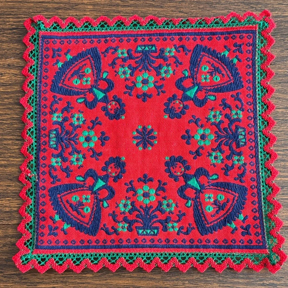 German embroidered hot pad trivet